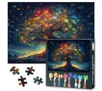 Puzzle Arbre de Vie pour Adultes 1000 Pièces, Yggdrasil Magique dans la Forêt, Entouré de Lumières, Puzzles 1000 Pièces, Défis Impossibles, Puzzle, 50x70cm