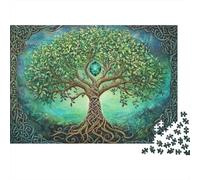 Puzzle Arbre de Vie pour Adultes,1000pcs (75x50cm),Jeu ÉduChatif,décoration De La Maison,Runes Vikings