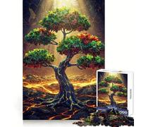 Puzzle Arbre de Vie Volcanique pour Adolescents 1000 Pièces Stimulation Intellectuelle Détente Décontractée Fermeture Fine Cadeau de Vacances (38x52cm)