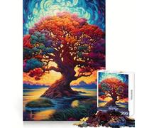 Puzzle Arbre de Vie Yggdrasil 1000 pièces pour Adolescents Exercice Intelligent, détente et précision Idée Cadeau de Noël (50x75cm)