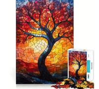 Puzzle Arbre en Vitrail 1000 Pièces pour Adolescents Jeu de Réflexion Design Amusant et Décontracté Cadeau Élégant 50x75cm
