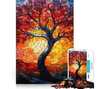 Puzzle Arbre en Vitrail 1000 Pièces pour Adultes Jeu de Réflexion et de Soulagement du Stress Design Élégant Cadeau 38x26cm