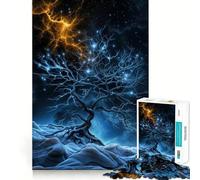 Puzzle Arbre Mystique avec Éclair pour Adultes 1000 Pièces Jeu de Réflexion Amusant et Paisible Découpe Précise Liste de Souhaits du Père Noël (38x26cm)