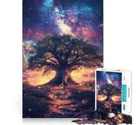 Puzzle Arbre Nuit Étoilée pour Adolescents 1000 Pièces Jeu de Détente et d'Éveil Design Simple et Amusant Assemblage Cadeau Souvenir 50x75cm
