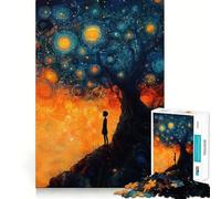 Puzzle Arbre Nuit Étoilée pour Adultes 1000 Pièces Pure Logic Jeu Anti-Stress Découpe Précise Article Vœux du Père Noël 38x52cm