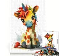 Puzzle Arc-en-Ciel Girafe Licorne 1000 pièces pour Adolescents, Jeu de logique, pièce de Collection découpée avec précision pour Les Moments de détente (38x52cm)