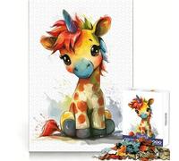 Puzzle Arc-en-Ciel Girafe Licorne pour Adolescents 1000 pièces, Jeu de logique et de réflexion, Jeu apaisant, découpe précise, (50x75cm)