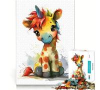 Puzzle Arc-en-Ciel Girafe Licorne pour Adolescents 1000 pièces, Jeu de logique et de réflexion, Jeu apaisant, découpe précise, (50x75cm)