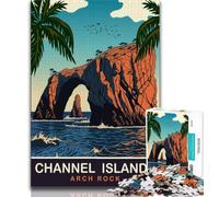 Puzzle Arch Rock on The Water 1000 pièces pour Adultes, Jouets éducatifs et éducatifs, Jeux familiaux avec Affiche et fiche de Questions-réponses Assorties 50x75cm