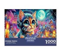 Puzzle Arche Graffiti 1000 pièces Difficile - Chatons (Ville Clair de Lune) Jeu éducatif Décompression Cadeau 38x26cm/1000pcs