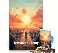 Puzzle Armée de Terre Cuite au Coucher du Soleil pour Adolescents, 1000 pièces, Jeu d'entraînement cérébral, Image Simple et Amusante à Assembler, Cadeau précieux 50x75cm