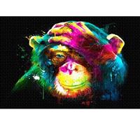 Puzzle Art 500 Pièces - Portrait de Chimpanzé aux Couleurs Vives | Style Graffiti et Éclaboussures | Zones de Tri A-F au Dos | Loisir Créatif pour Adultes et Ados