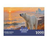Puzzle Art au Trait Ours Polaire Classique Jouets Défi Gifts for Family Animal 1000 Pièces Qualité Premium Divertissement pour Adultes 38x26cm/1000pcs