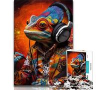 Puzzle Art Chameleon 1000 pièces pour Adultes et Adolescents, Difficile à compléter mais Amusant et Humoristique avec Affiche et Feuille de Questions Assorties 38x26cm