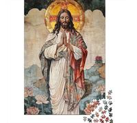 Puzzle Art Christian Jesus Cadeaux de Pâques Jeux de Famille stimulants Puzzle en Carton 100% recyclé pour Enfants Adultes 70 x 50 cm/1000 pièces