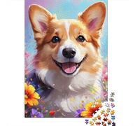 Puzzle Art Fleurs Chiens 1000 pièces Puzzles pour Adultes Adolescents Puzzles en Bois Jouet Jeu Explorez la créativité et la résolution de problèmes 1000 pièces (75x50cm)