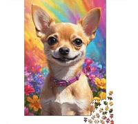 Puzzle Art Fleurs Chiens 1000 pièces Puzzles pour Adultes Adolescents Puzzles en Bois Jouet Jeu Explorez la créativité et la résolution de problèmes 1000 pièces (75x50cm)