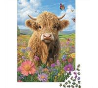 Puzzle Art Highland Cow, Casse-tête en Carton 100% recyclé, pour Enfants et Adultes à partir de 12 Ans, Cadeau de fête des pères, 1 000 pièces (75 x 50 cm)
