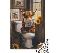 Puzzle Art Highland Cow, défi Difficile, Puzzle en Carton 100% recyclé, pour Femmes et Hommes, Cadeaux de Noël, 1 000 pièces (75 x 50 cm)