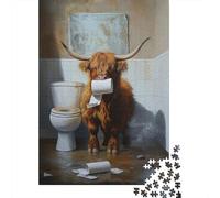 Puzzle Art Highland Cow, Jouets de décompression, Puzzle en Carton 100% recyclé pour Adultes, Cadeaux de Noël, 1000 pièces (75 x 50 cm)