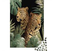 Puzzle Art : Léopard dans la Jungle pour Adultes,52x38cm/1000pcs,Jeu ÉduChatif,décoration De La Maison,Style de Peinture d'animaux Sauvages