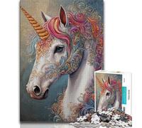 Puzzle Art Licorne 1000 pièces pour Adultes et Adolescents, Jeu Stimulant Chaque pièce est Unique Jeu Familial Stimulant et Amusant 50x75cm