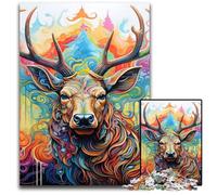 Puzzle Art Moose 1000 pièces en Bois, Casse-tête Stimulant, activité familiale, décoration intérieure, Cadeau de Noël 50x75cm/19,68x29,52 Pouces