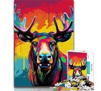 Puzzle Art Moose 1000 pièces pour Adultes et Adolescents, Jouets éducatifs et Anti-Stress, idéal pour la décoration de Bureau (38x26cm)