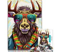 Puzzle Art Moose 1000 pièces pour Adultes, Jouets éducatifs et éducatifs, Jeux familiaux avec Affiche et fiche de Questions-réponses Assorties 50x75cm