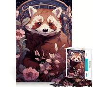Puzzle Art Nouveau Panda Rouge 1000 Pièces pour Adultes Jeu Intellectuel Découpe de Qualité Cadeau Exquis (38x26cm)