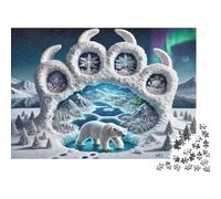 Puzzle Art Patte d'ours Scène Polaire 1000 pièces 38x26cm Papier recyclé pour Adultes Défi Difficile Stimule réflexion Plaisir Maison Cadeau