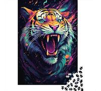 Puzzle Art Tiger Amusant en Carton de qualité supérieure pour Adultes et Adolescents, Cadeaux de Noël, 1 000 pièces (75 x 50 cm)