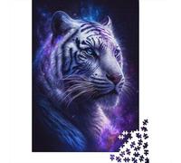 Puzzle Art White Tiger Galaxy, Amusant en Famille, en Carton 100% recyclé, pour Enfants et Adultes à partir de 12 Ans, Cadeaux d'halloween, 1 000 pièces (38 x 26 cm)