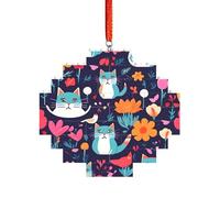 Puzzle artisanal en brique - Bloc de construction à faire soi-même - Décoration 3D - Cadeau attentionné - Impression de chats, oiseaux et fleurs