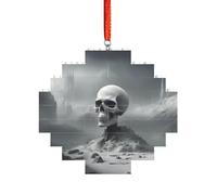 Puzzle artisanal en brique - Bloc de construction à faire soi-même - Décoration 3D - Cadeau attentionné - Imprimé crâne punk blanc