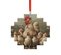 Puzzle artisanal en brique - Bloc de construction à faire soi-même - Décoration 3D - Cadeau attentionné - Impression d'une couvée de poules