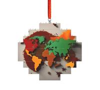 Puzzle artisanal en brique - Bloc de construction - Décoration 3D - Cadeau attentionné - Carte du monde - Imprimé épices