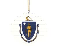 Puzzle artisanal en brique - Bloc de construction - Décoration 3D - Cadeau attentionné - Drapeau de l'État du Massachusetts