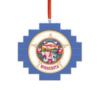 Puzzle artisanal en brique - Bloc de construction - Décoration 3D - Cadeau attentionné - Drapeau de l'État du Minnesota