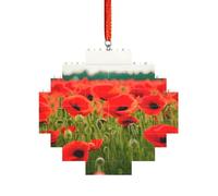 Puzzle artisanal en brique - Bloc de construction - Décoration 3D - Cadeau attentionné - Fleurs de coquelicot - Pétales vives