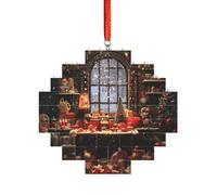 Puzzle artisanal en brique - Bloc de construction - Décoration 3D - Cadeau attentionné - Impression « Merry Christmas Day »