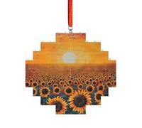 Puzzle artisanal en brique - Bloc de construction - Décoration 3D - Cadeau attentionné - Motif mer de tournesol - Coucher de soleil