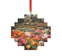 Puzzle artisanal en brique - Bloc de construction - Décoration 3D - Cadeau attentionné - Tulipe - Jardin imprimé