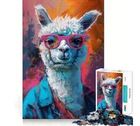 Puzzle Artistique Alpaga Lama 1000 pièces Jeu de réflexion Amusant Conception sans Espace Emboîtement Parfait pour Les réunions de Famille (38x52cm)