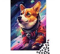 Puzzle Artistique Corgi, Astronaute, défi Difficile, Puzzle en Carton 100% recyclé pour Adultes et Adolescents, Cadeaux d'halloween, 1 000 pièces (38 x 26 cm)