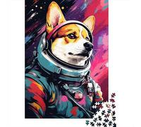 Puzzle Artistique Corgi Astronaute, Jeu de Bricolage, Puzzle rectangulaire en Papier pour Cadeau d'anniversaire garçon ou Fille, 1000 pièces (75 x 50 cm)