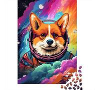 Puzzle Artistique Corgi Astronaute, Puzzle en Carton 100% recyclé, de qualité supérieure, pour Enfants et Adultes à partir de 12 Ans, Cadeau de Noël, 1 000 pièces (75 x 50 cm)