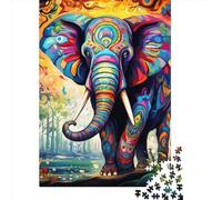 Puzzle Artistique de 1000 pièces représentant des éléphants, en Bois, pour Adultes et Enfants. Jeu éducatif. 1000 pièces (75 x 50 cm).