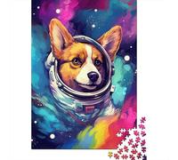 Puzzle Artistique de 1000 pièces représentant Un Corgi Astronaute - Jeu éducatif pour Adultes - Coffret de Puzzles pour Toute la Famille - 1000 pièces (75 x 50 cm)