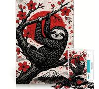 Puzzle Artistique de 1000 pièces représentant Un Paresseux dans Un Cerisier en Fleurs, idéal pour Les Adolescents Détente et Relaxation garanties 38x52cm